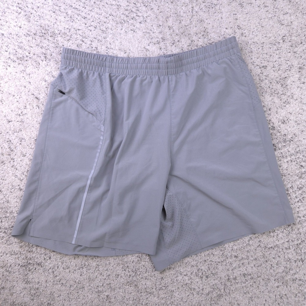 VRST Shorts Mens Medium Lined Training Running Gray Silver 6.5 Inseam Pocket EUC